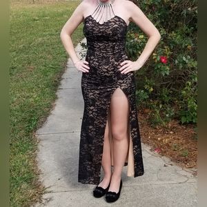 Elegant black lace dress size small